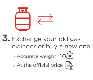 Exchange your old gas cylinder or buy new one